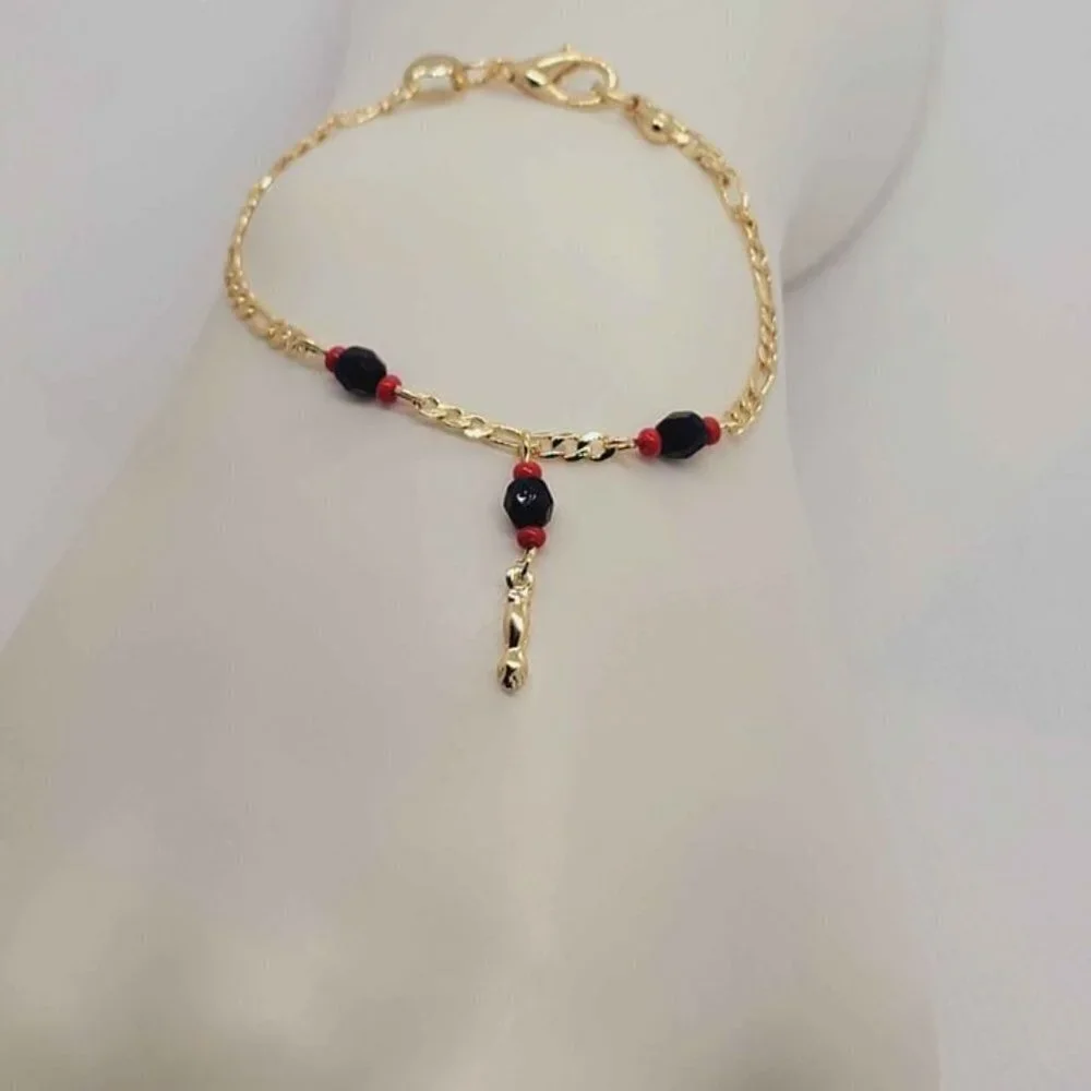 Brand New Brazilian 18k Gold Filled Azabache Bracelet